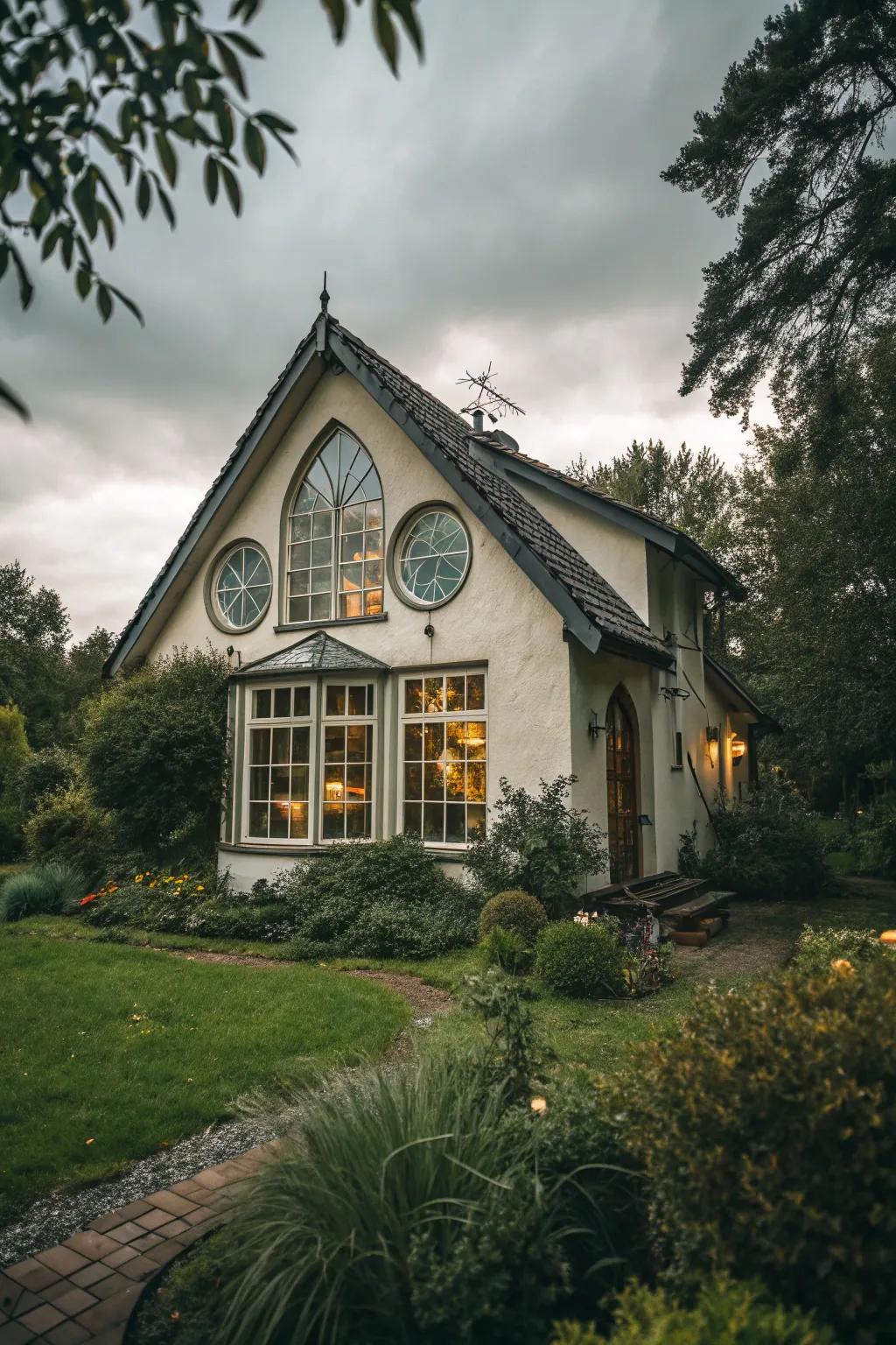 Unique window designs usher in brightness and function as a focal point.