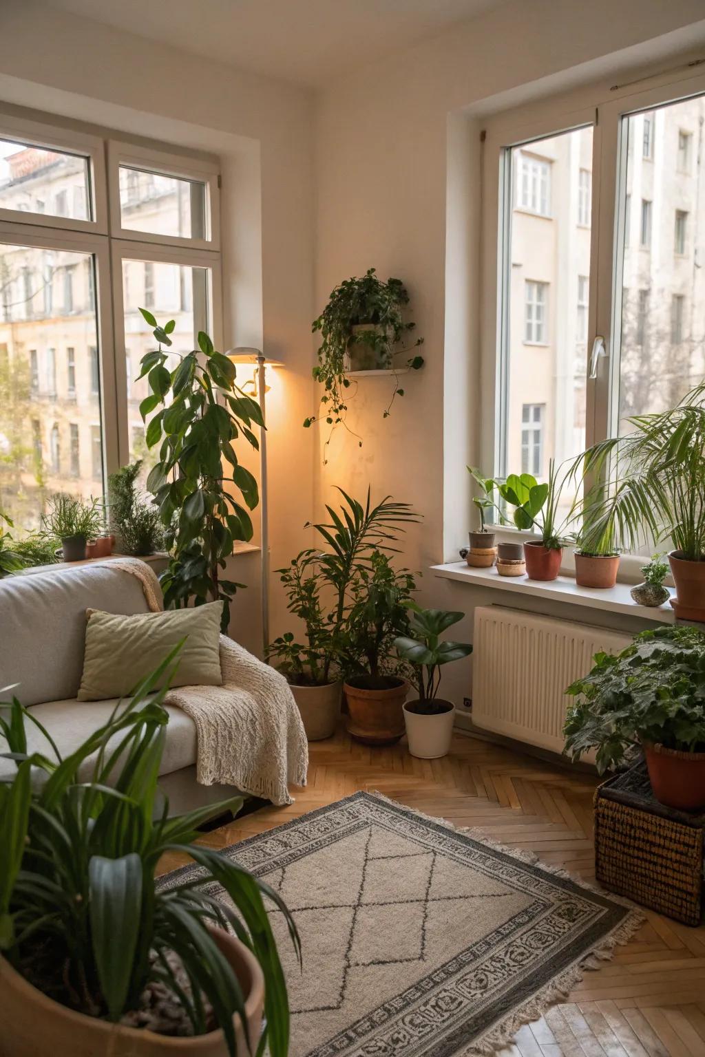 Greenery injects a refreshing vibe into city homes.