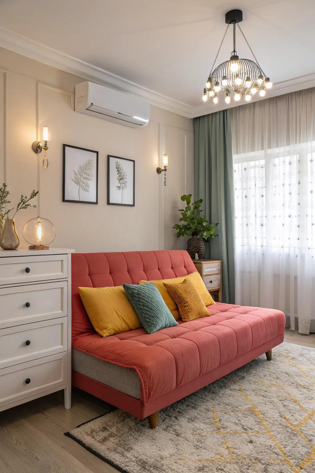 A focal point couch can define the room’s aesthetic.