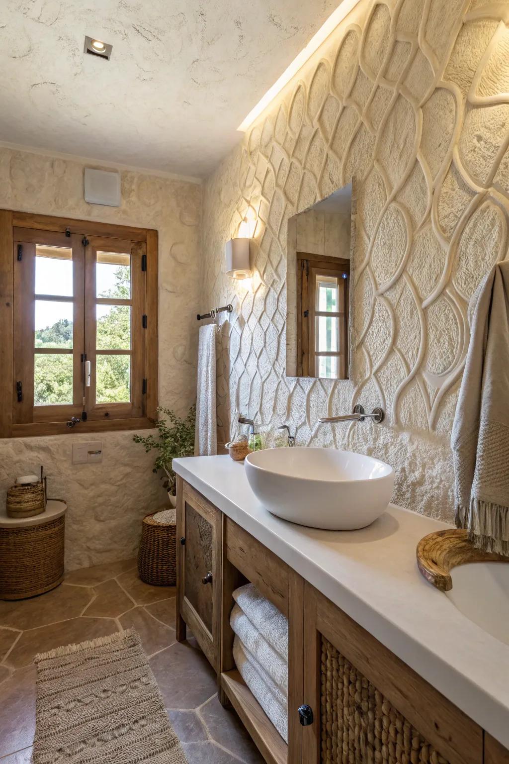Stucco walls adds depth and a classic Spanish feel.
