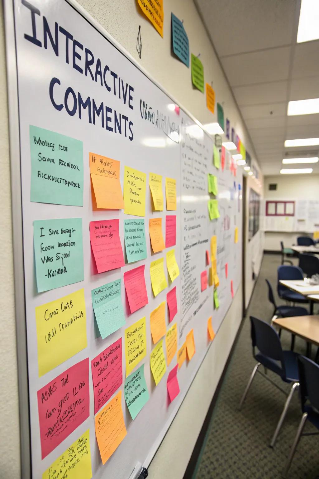 Interactive feedback segment invites positive peer interaction.