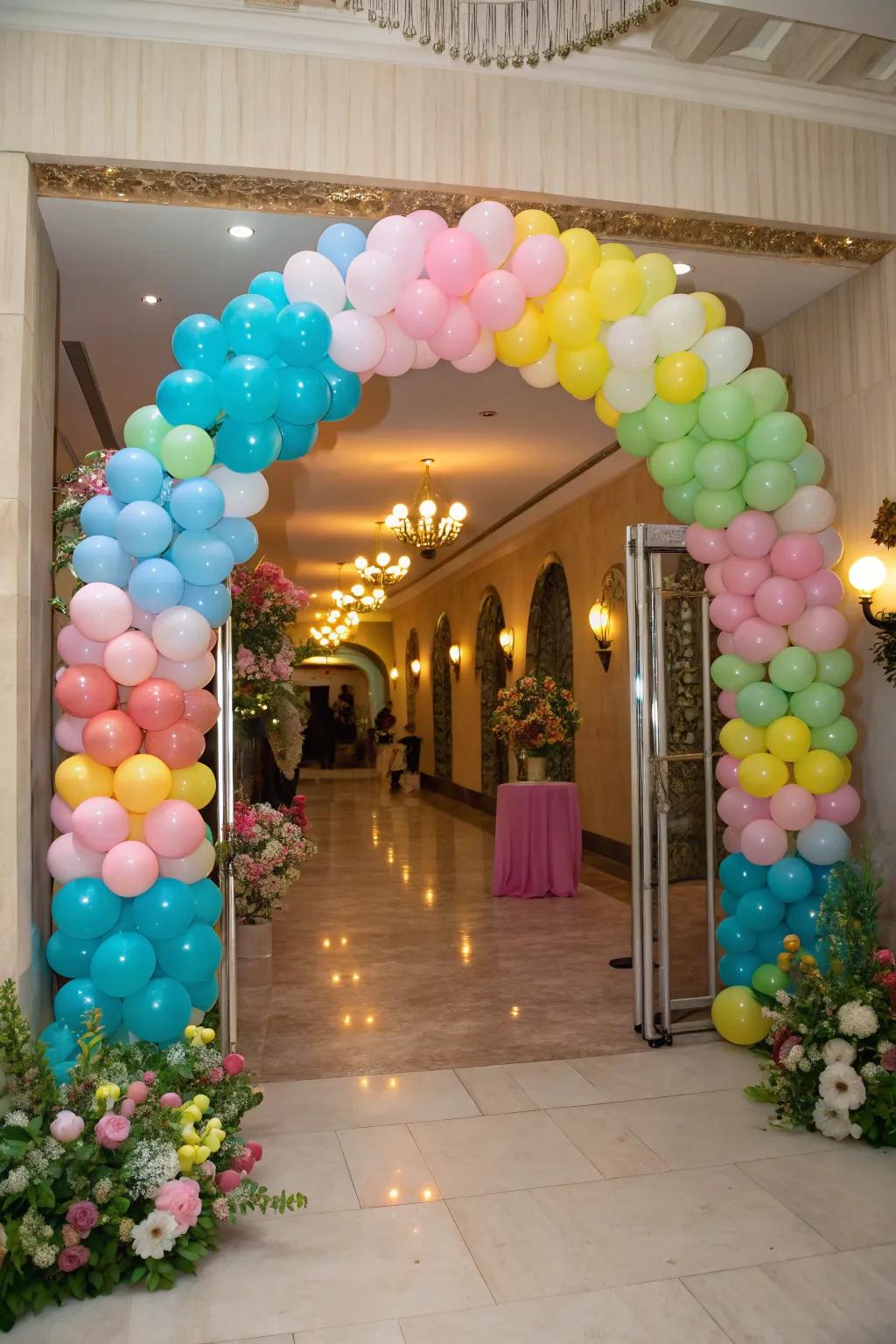 An impressive sphere archway welcomes guests upon entry.