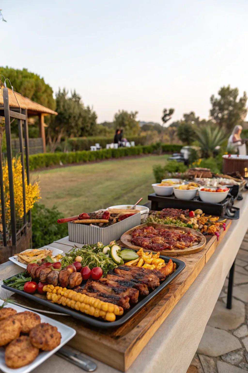 A buffet arrangement promotes interaction and makes serving effortless.