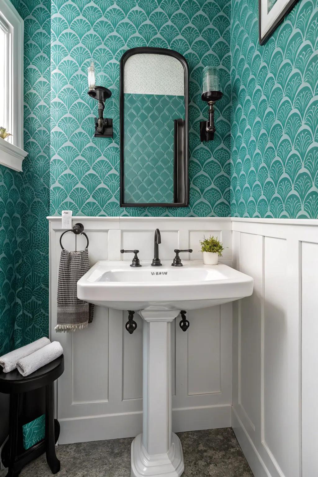 Build depth through textured teal covering.