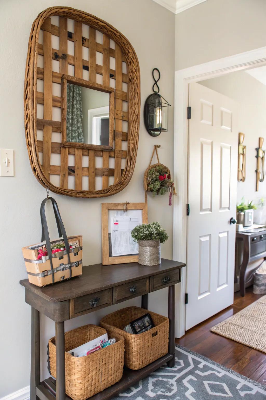 Maintain your entryway organized with a practical woven platter.