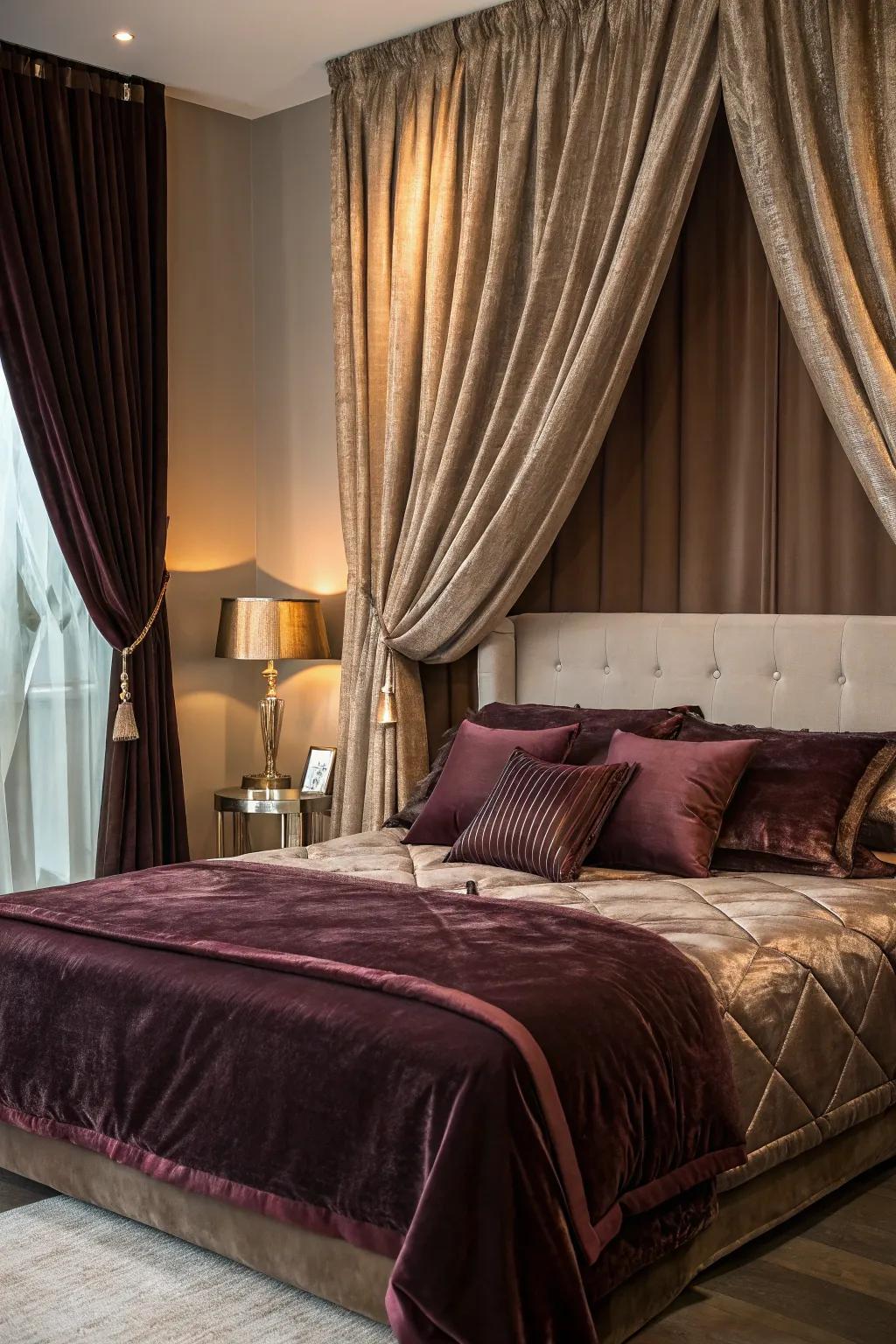 Deluxe textures such as velvet and silk bring added dimension.