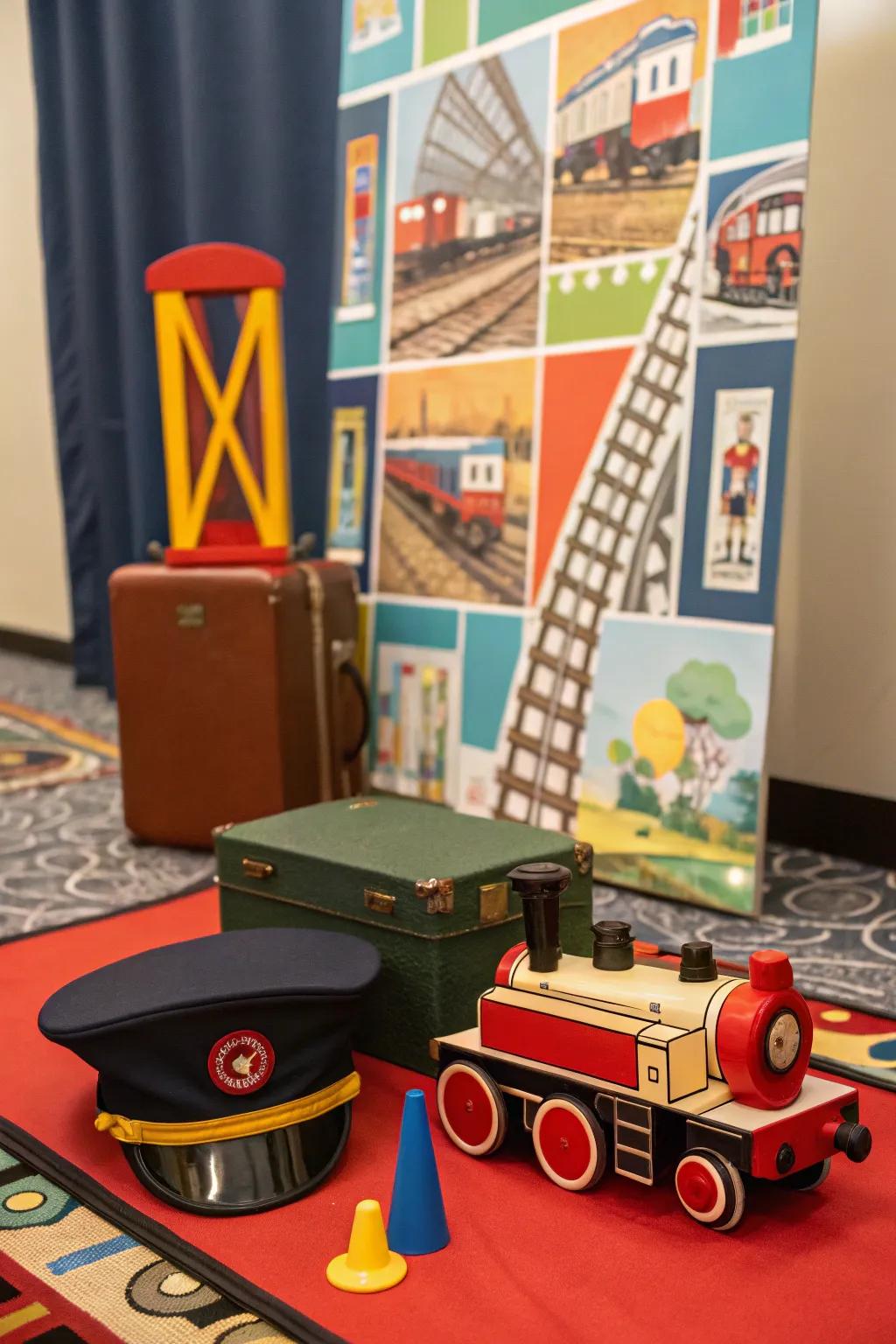 An image booth with locomotive props for memorable snapshots.