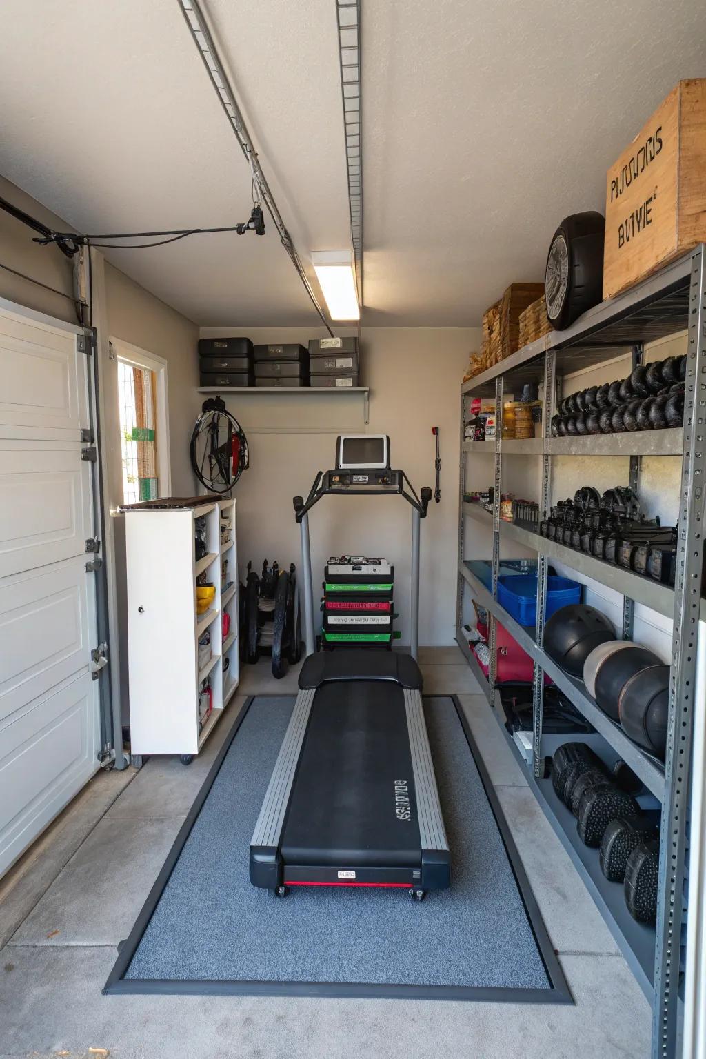 Separate your garage into specialized exercise areas.