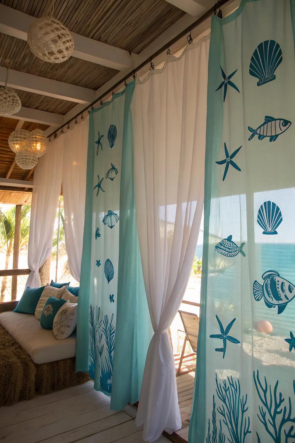 Breezy aspects evoke a shoreline sensation within the home.