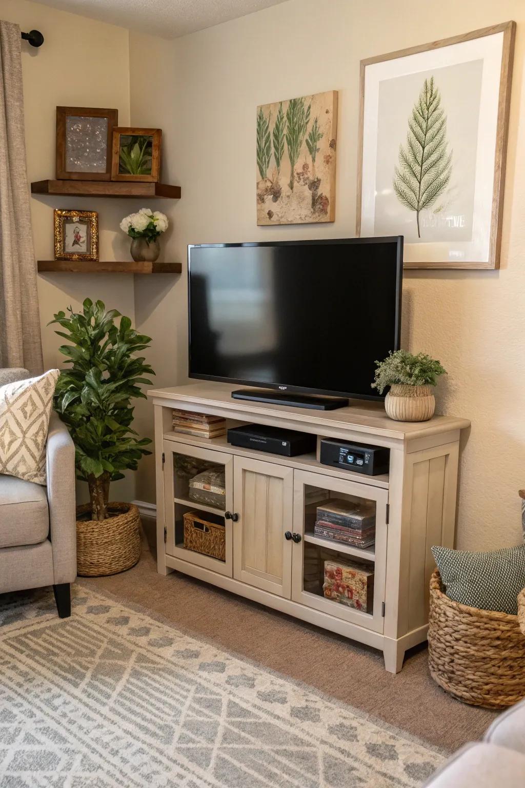 Corner stands cleverly make the most of space while introducing charm.