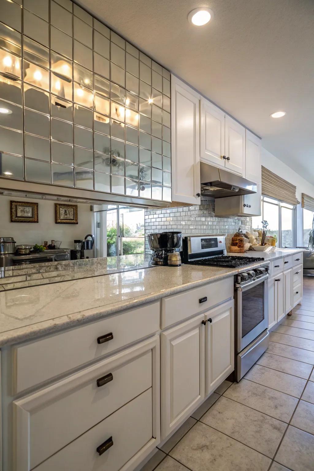 Expand area with glamorous mirrored decorations.