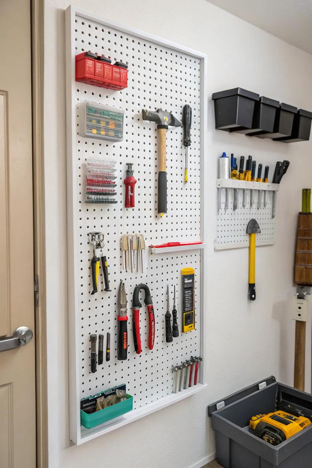 Pegboards offer a custom and productive way to keep your closet in order.