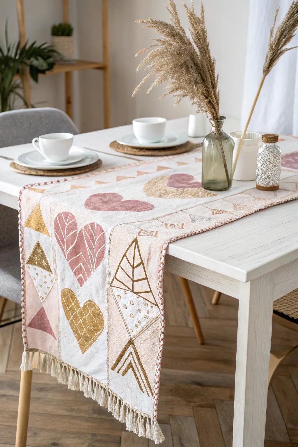 Elevate your Valentine's supper through a self-made centerpiece runner that conveys affection and sophistication.