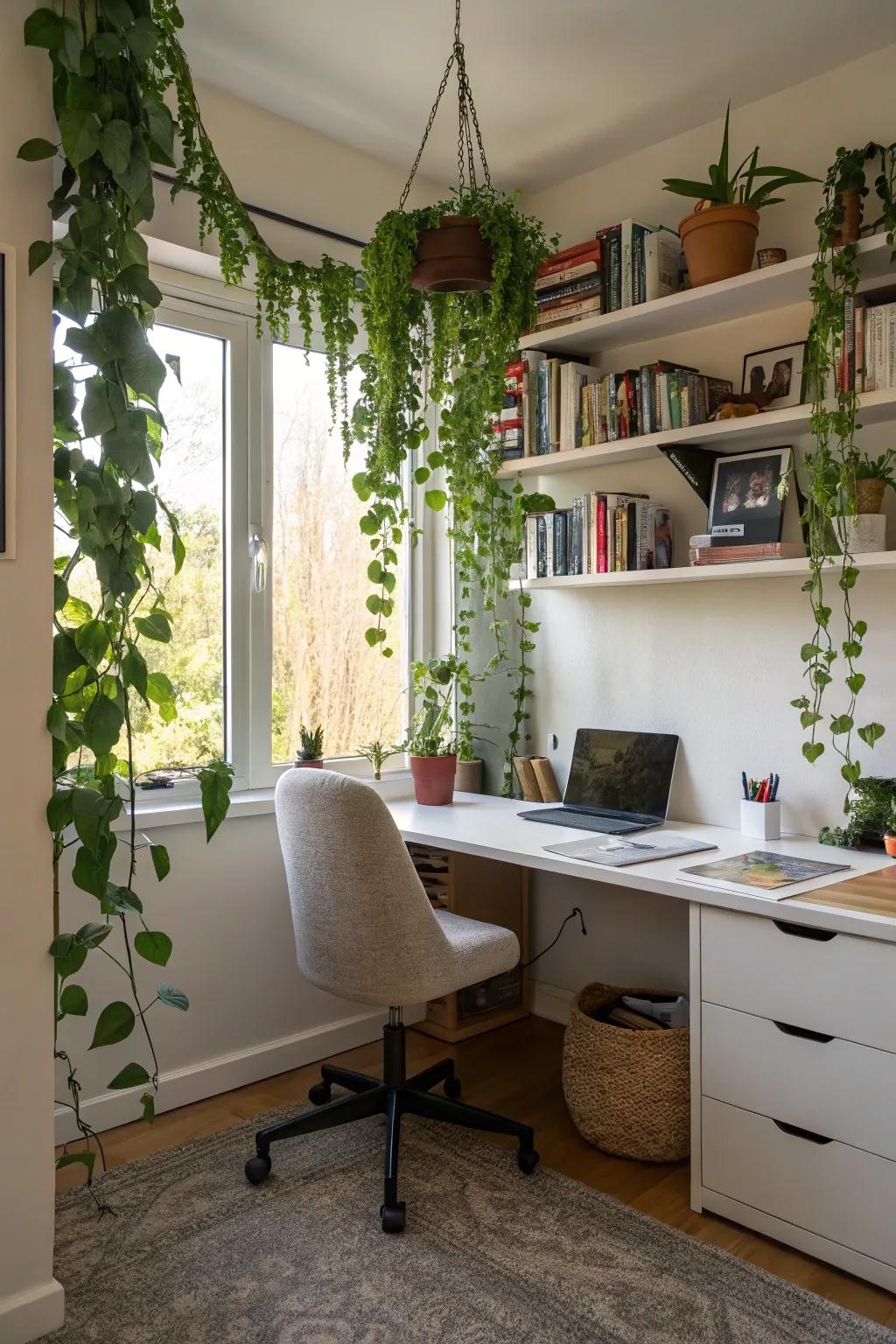 Enrich your workspace through the serenity of creepers.
