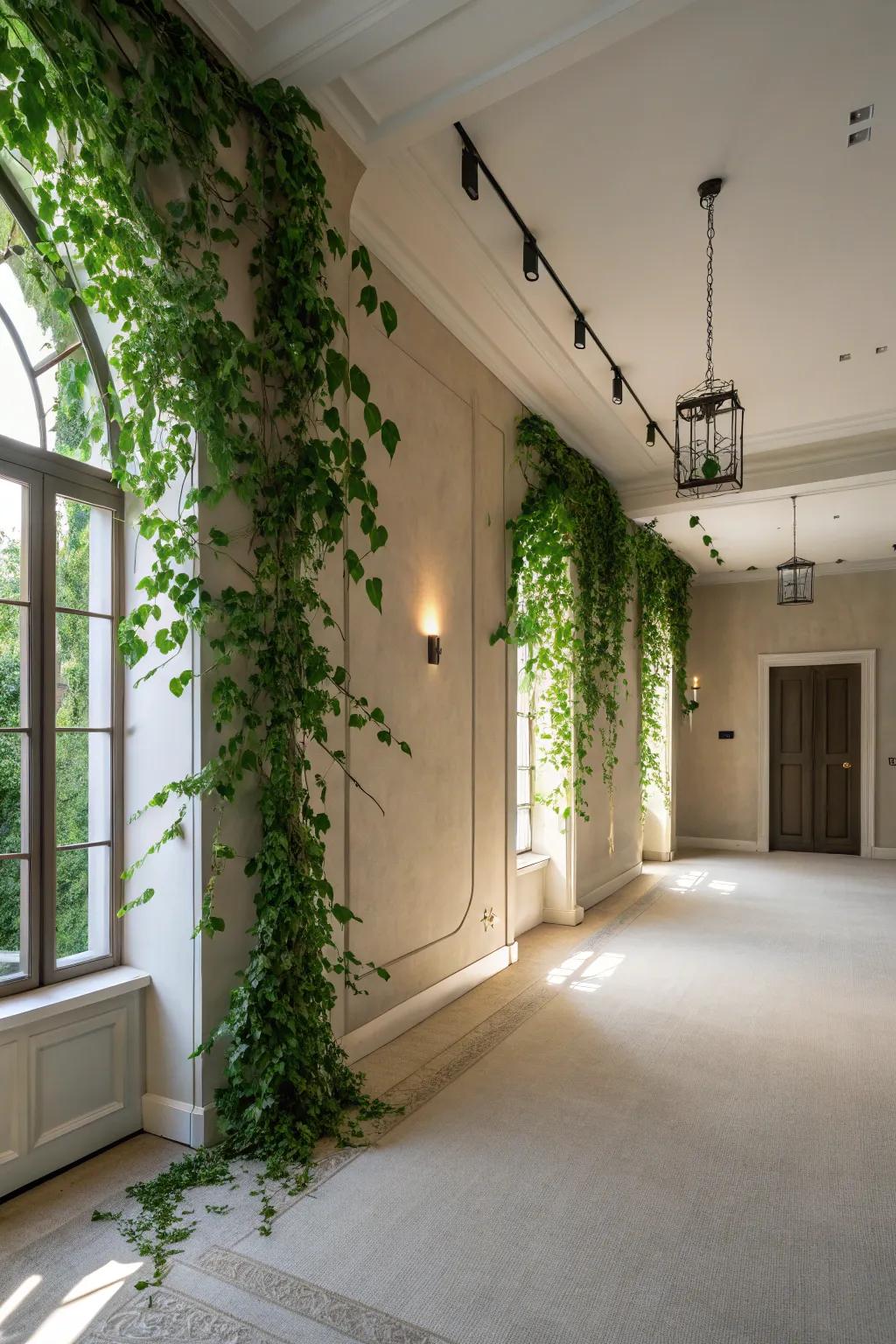 Liven up a neutral palette using a hint of green from vines.