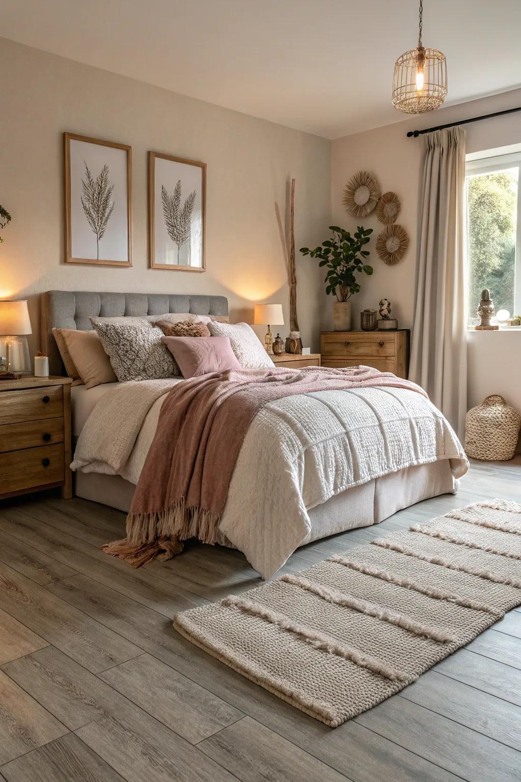 Soft vinyl tones turn bedrooms into serene retreats.
