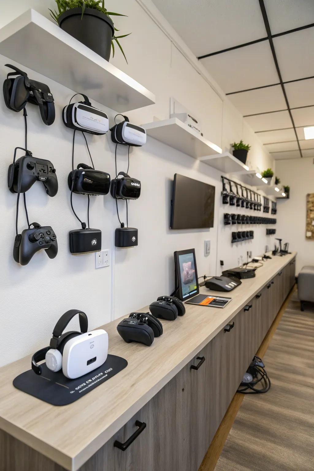 Retain your VR accessories coordinated and inside reach.