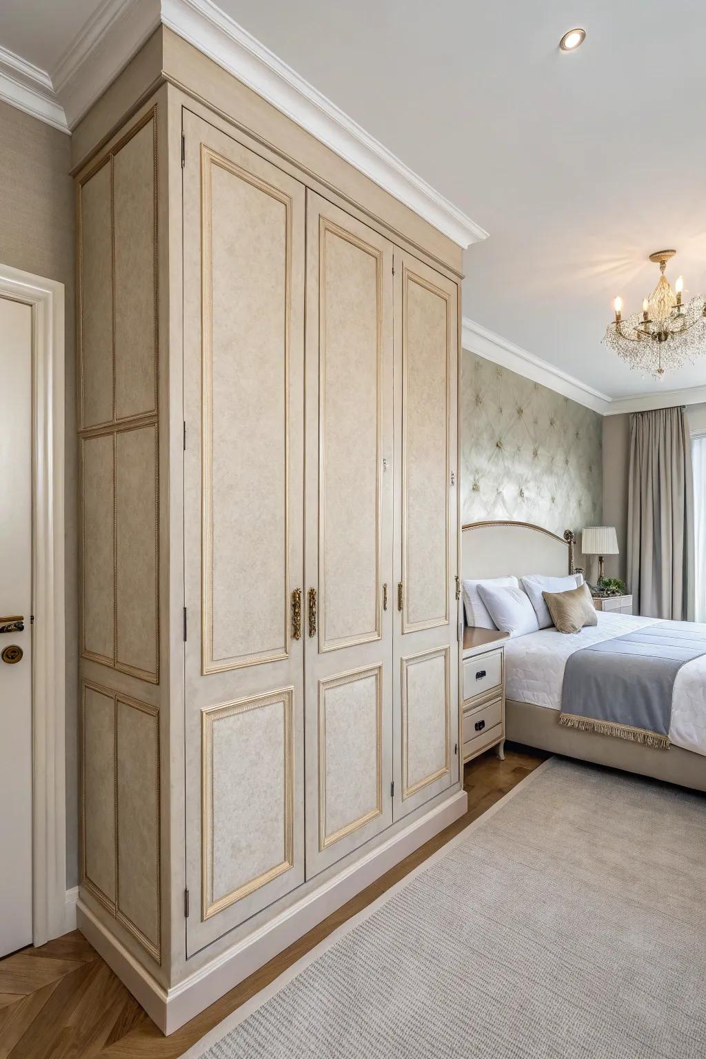 Understated color palettes in wall closets enhance a harmonious atmosphere.