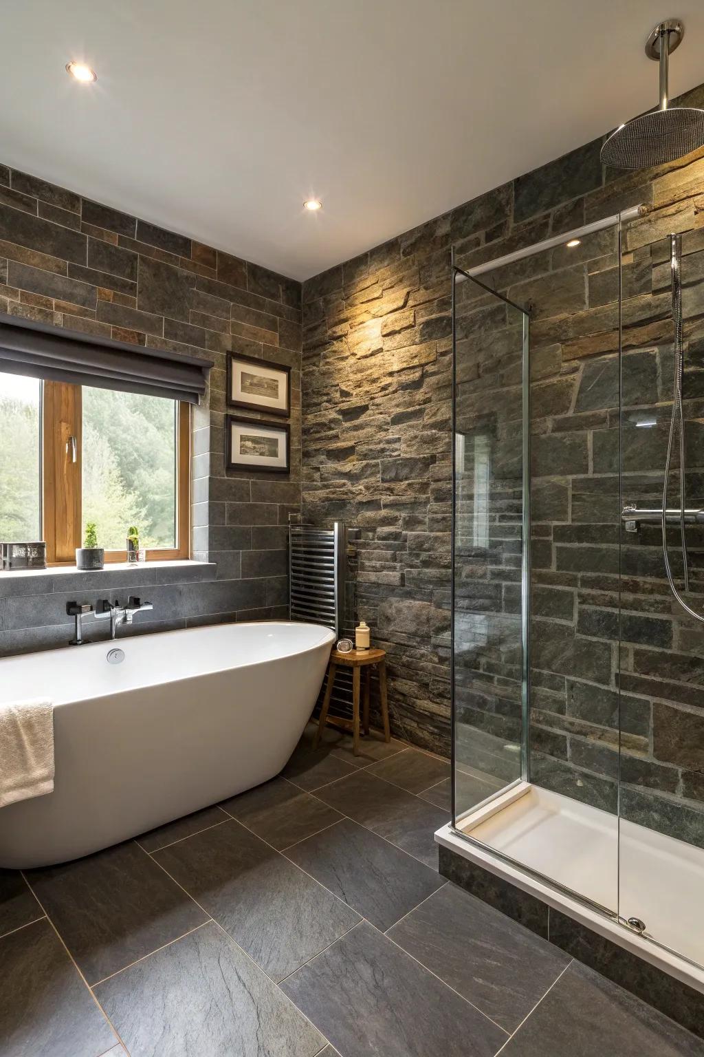 Stone walls introduce natural beauty and an everlasting feel.
