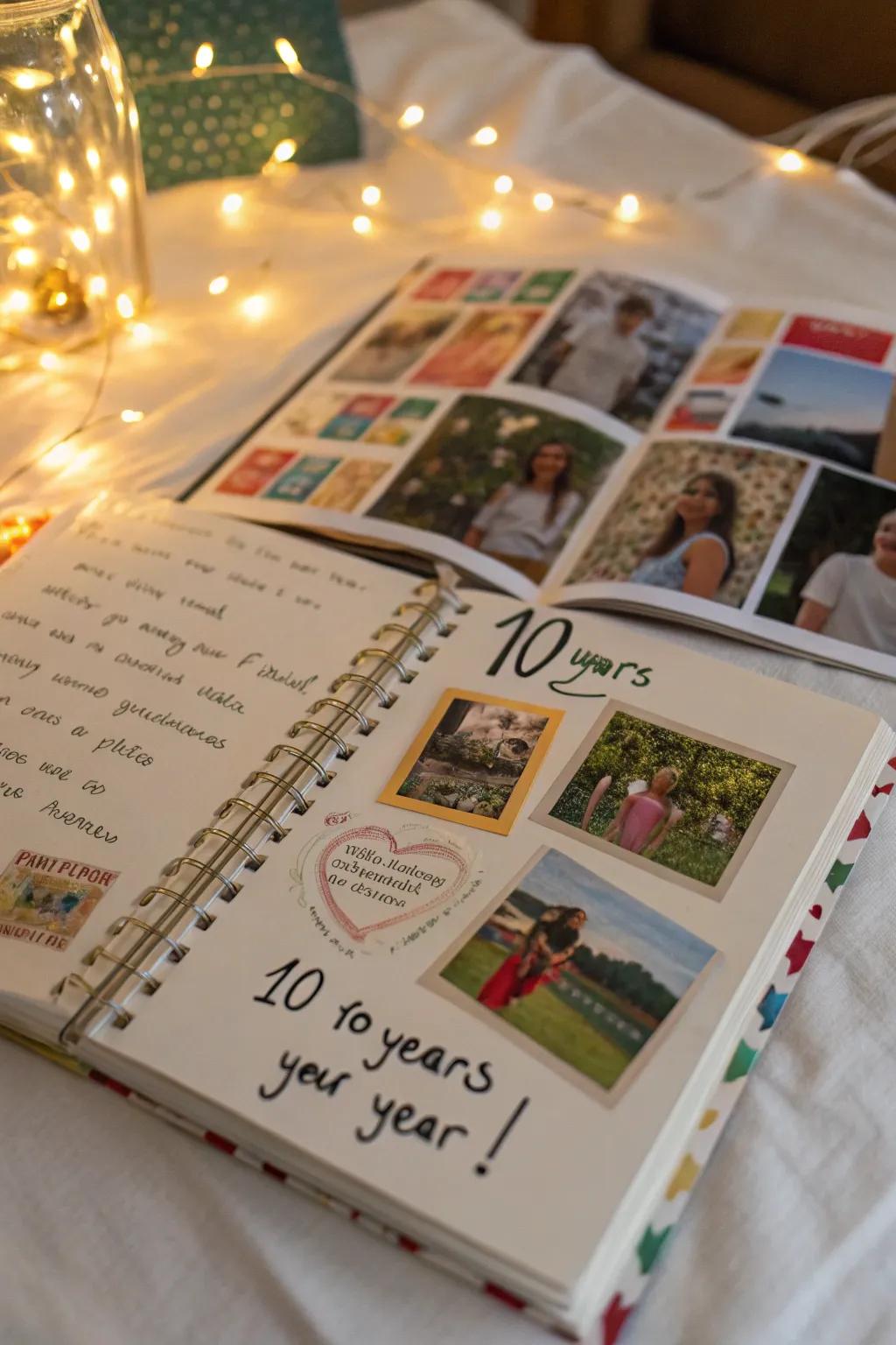 A scrapbook preserving a decade of communal moments.