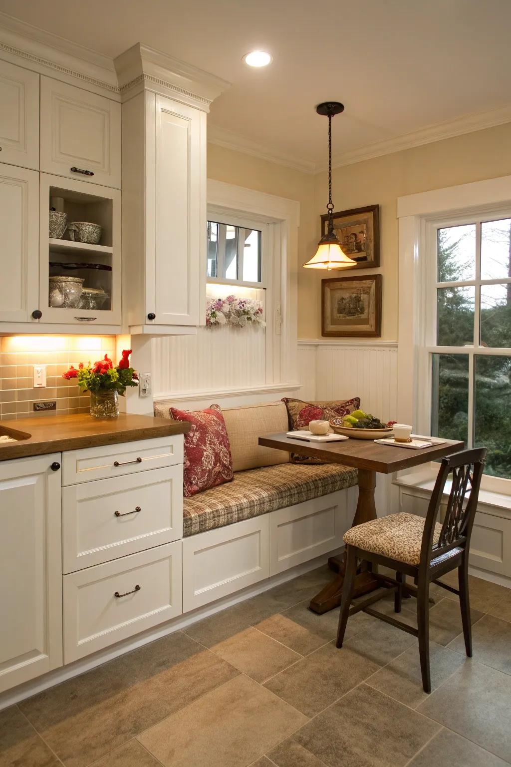 A snug nook within the kitchen, ideal for leisurely moments.