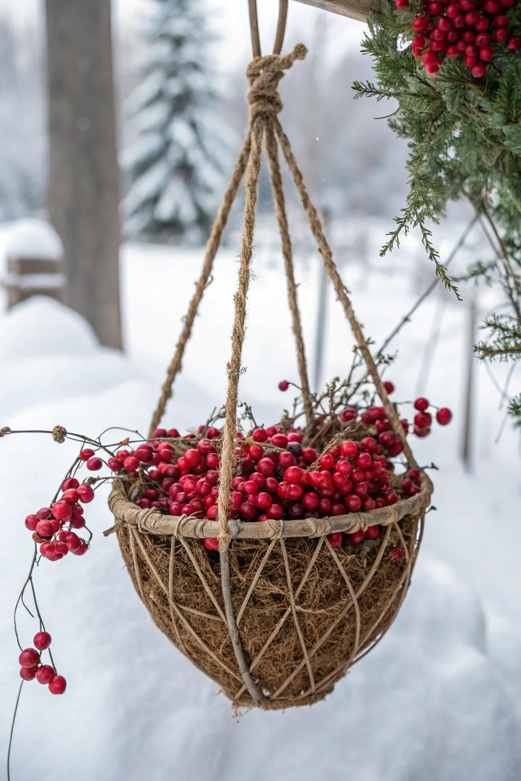 Berries and string create a snug, handmade aesthetic.