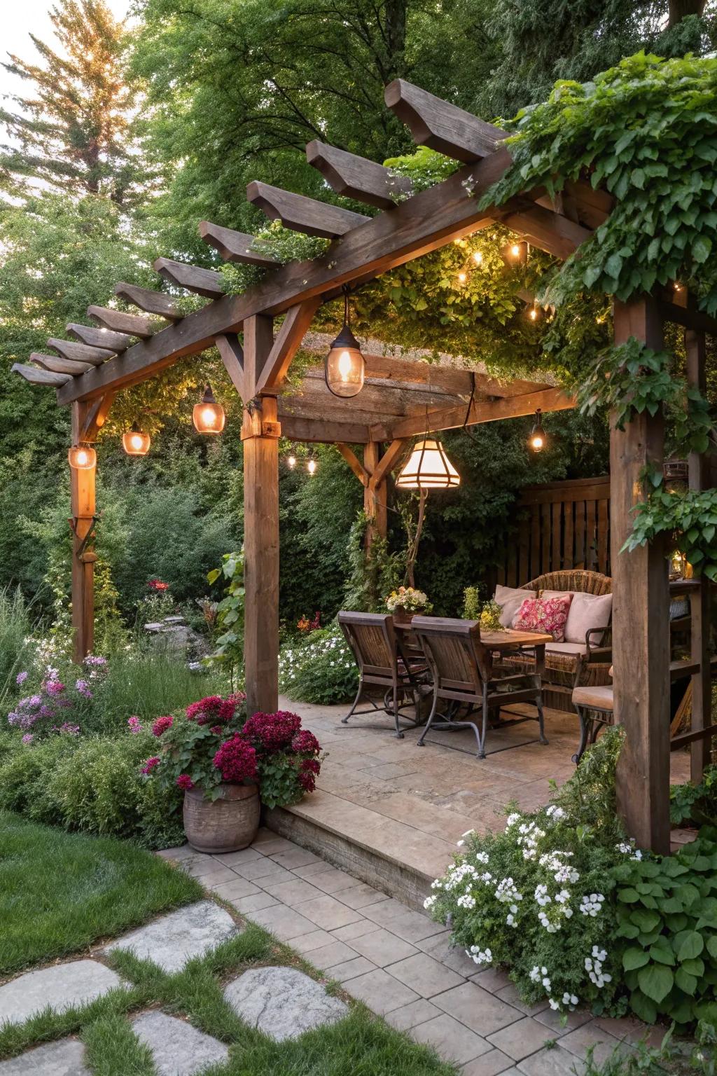 Establish a protected getaway using a timber framework.