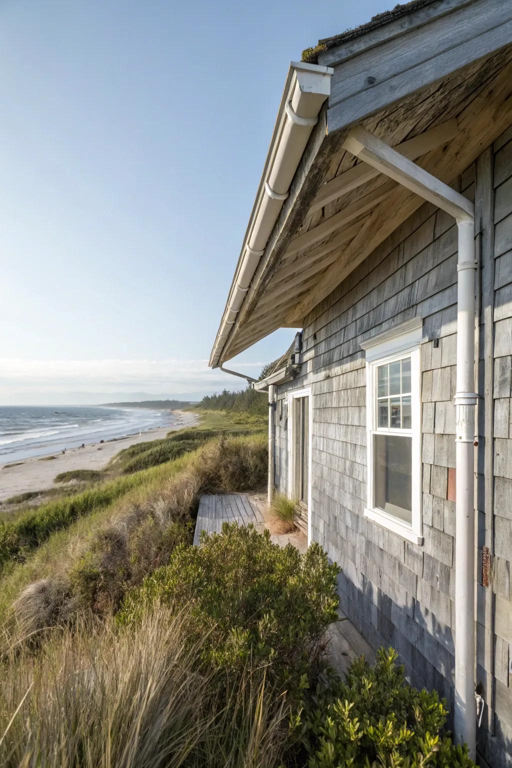 Worn gray soffits delivering a seaside vibe to any home.