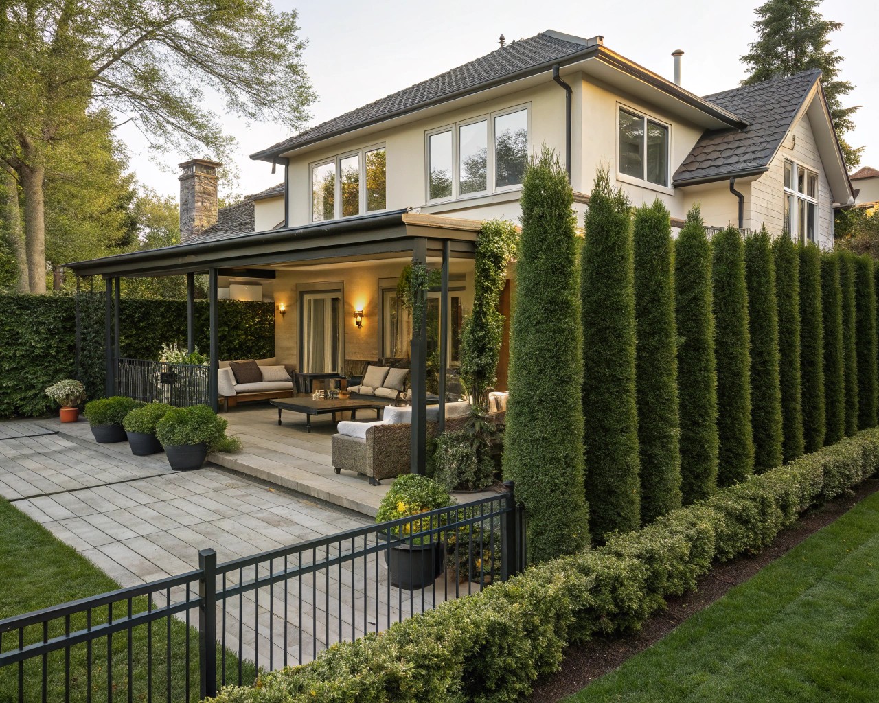 A garden room strategically positioned for privacy and connection.