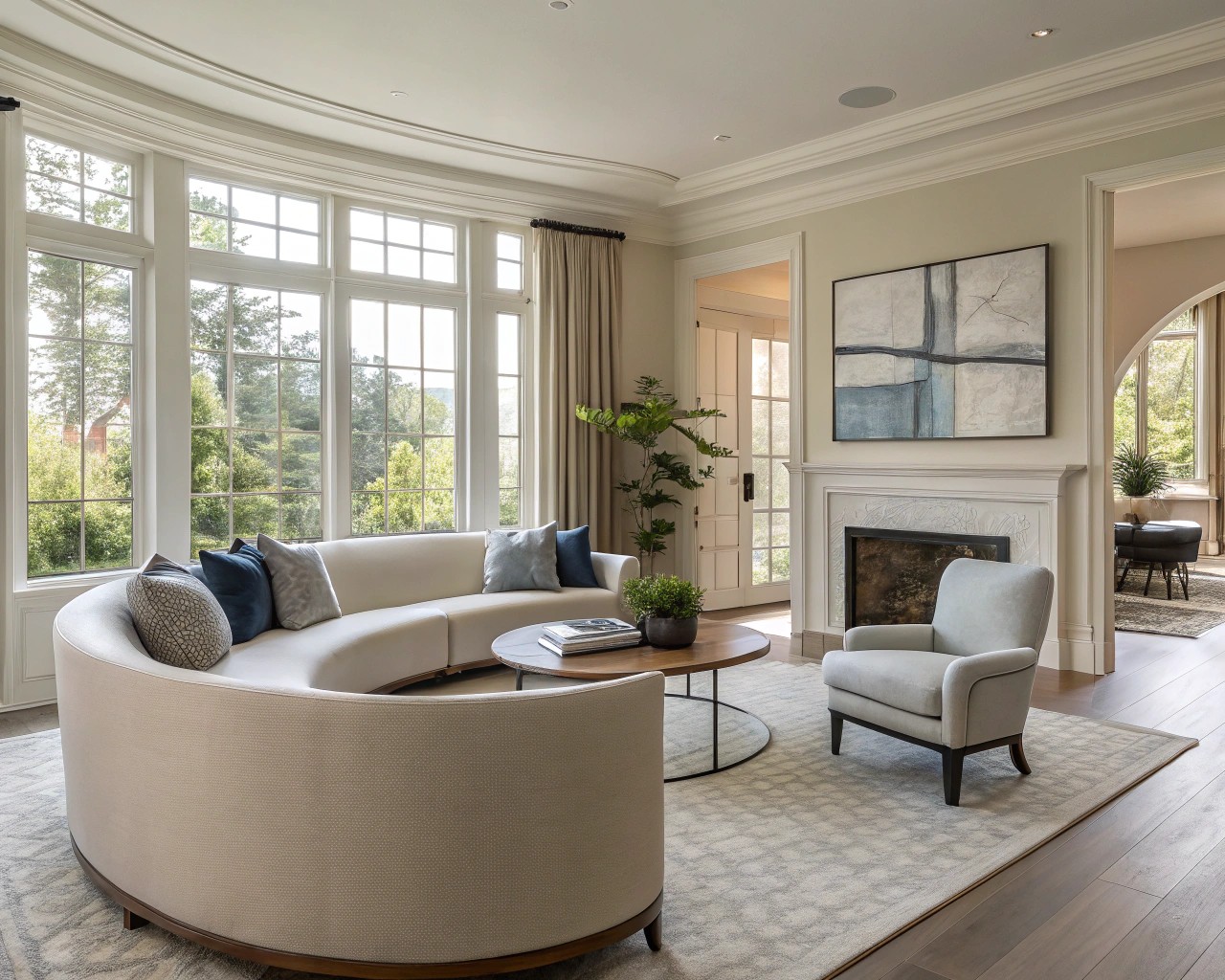 Furniture with rounded edges blends sophistication with safety, perfect for homes with children.