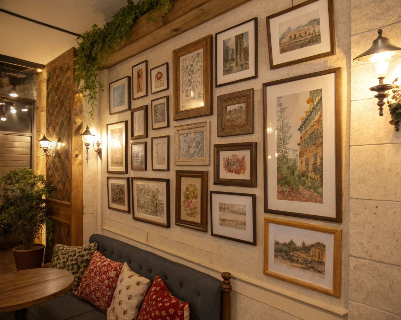 Mini gallery walls create visual impact without overwhelming the space.