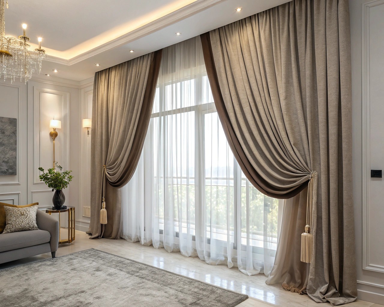 Proper curtain placement extends vertical lines, creating the illusion of taller ceilings.