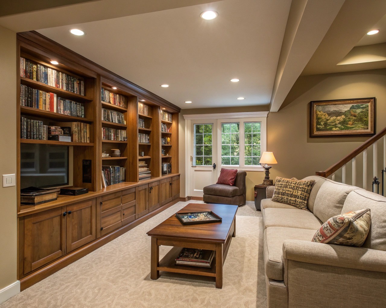 Strategically placed furniture creates natural privacy and optimal flow.