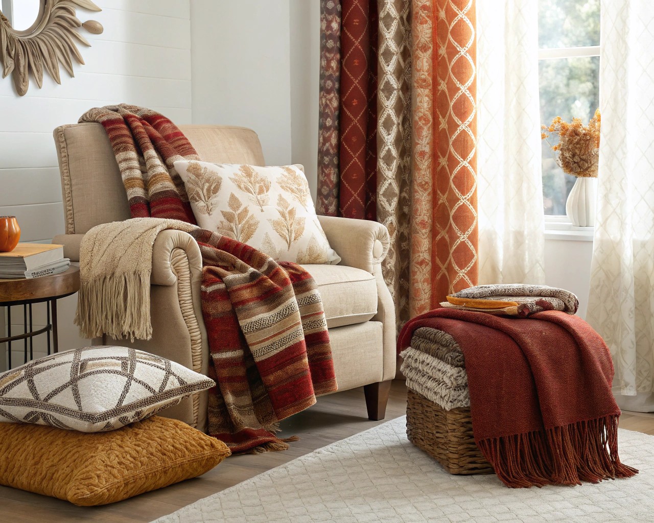 Transforming a room with strategic use of textiles for different seasons.