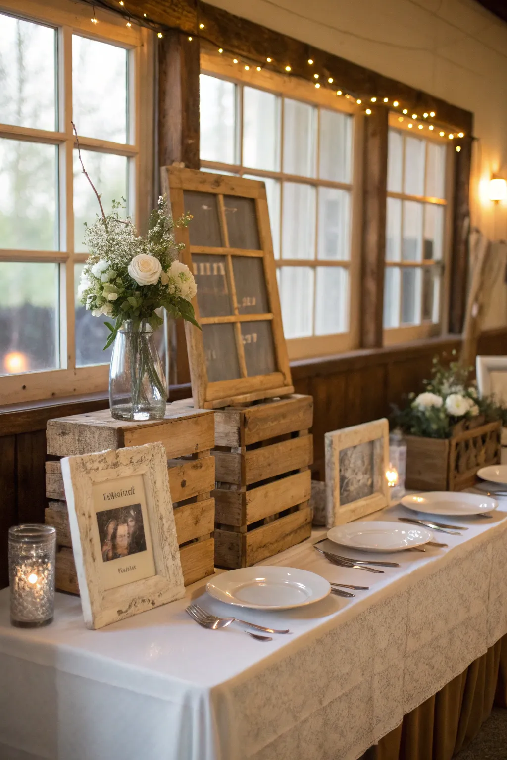 Rustic Table Settings for the Wedding Head Table