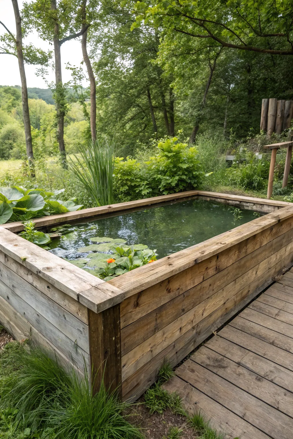 Charming Raised Wooden Ponds for Modern Gardens